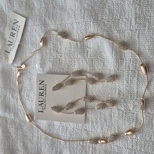 Lauren Ralph Lauren Gold Dangle Earrings And Necklace Set